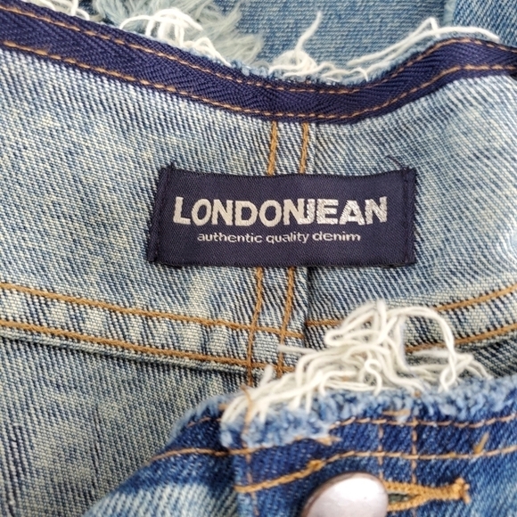 LondonJean Flare Fringe Jeans Size 14 Y2K Retro Frayed Waist Boho Denim Groovy - Picture 12 of 14